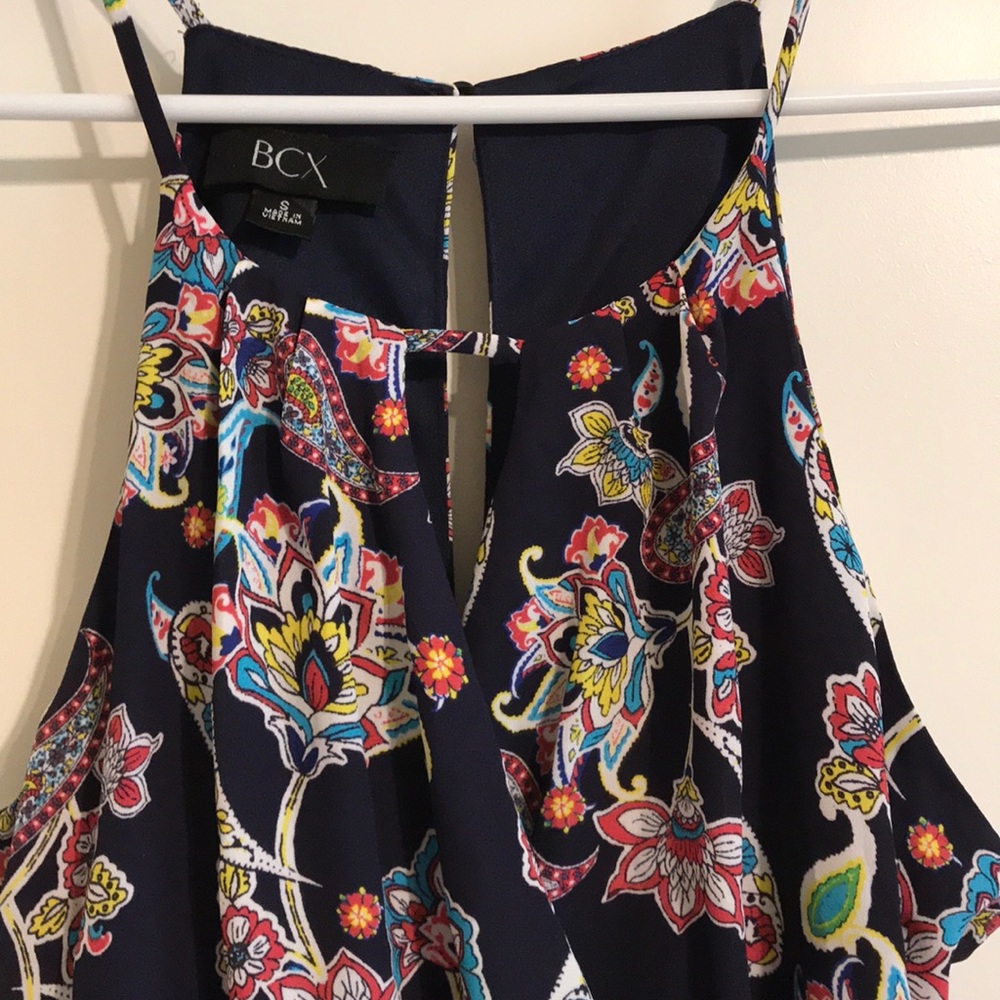 NWT BCX Pretty Floral Paisley Dk Navy Romper S - Picture 2 of 5